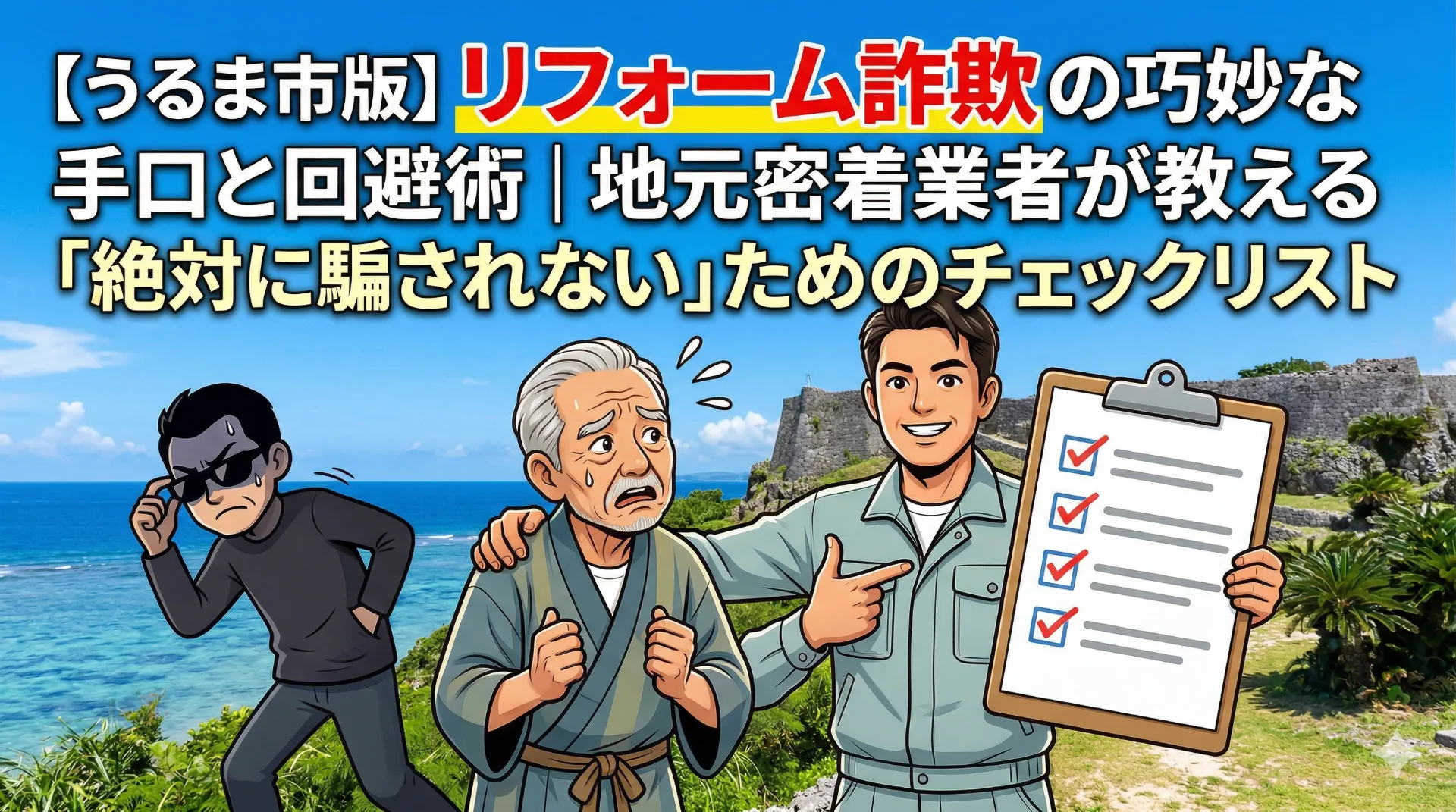 【うるま市版】リフォーム詐欺の巧妙な手口と回避術｜地元密着業者が教える「絶対に騙されない」ためのチェックリスト